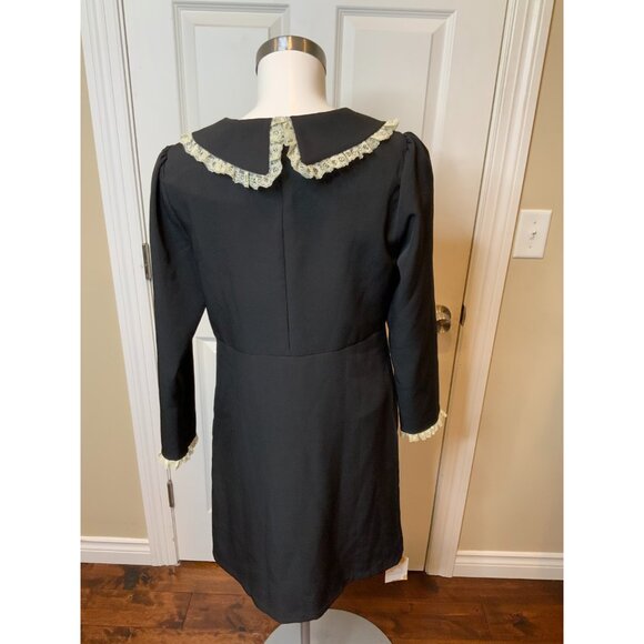 Tuckernuck Black Saxby Dress Long Sleeve Knee Length Dress w/ Lace Trim Size S - Picture 6 of 7
